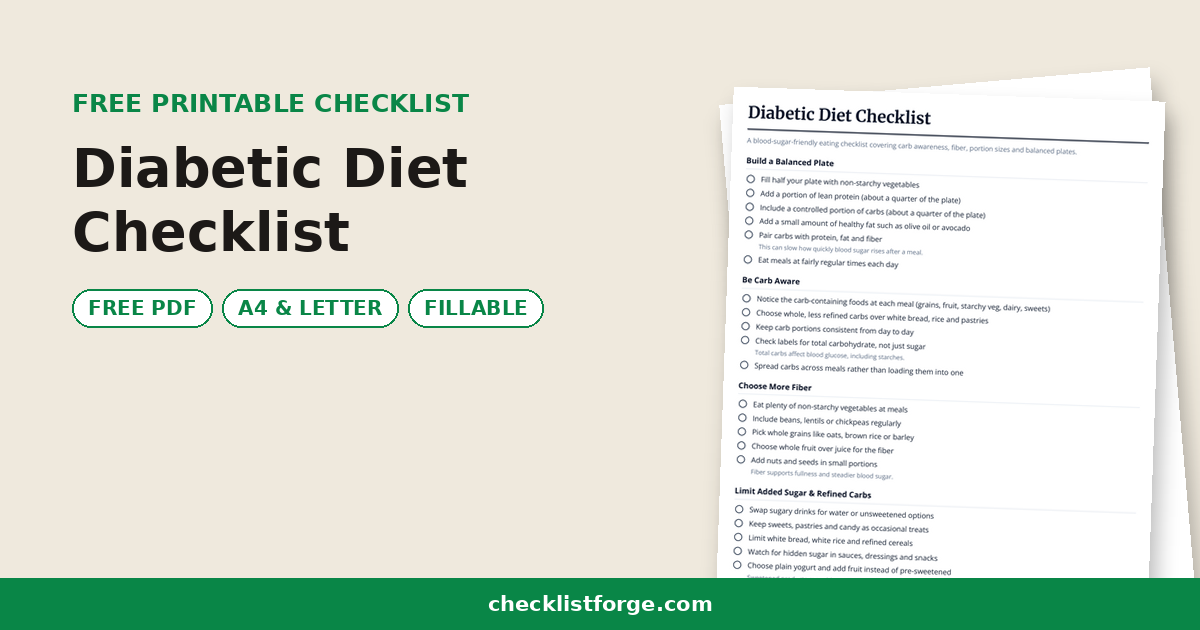 Diabetic Diet Checklist