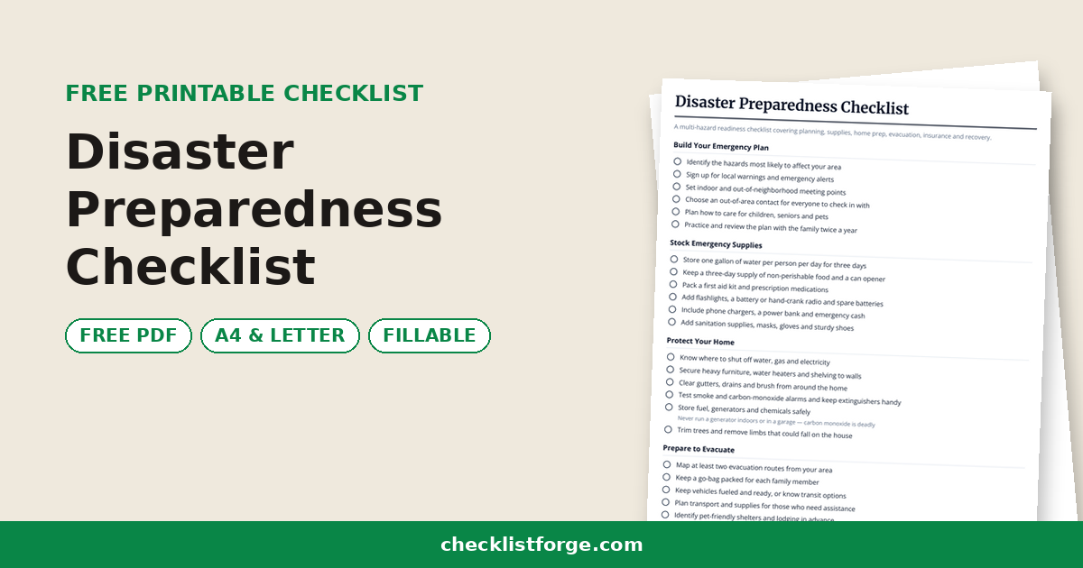 Disaster Preparedness Checklist