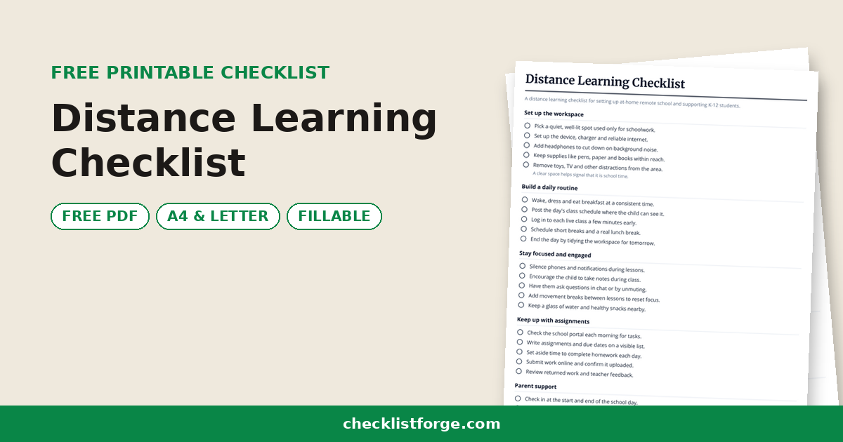 Distance Learning Checklist