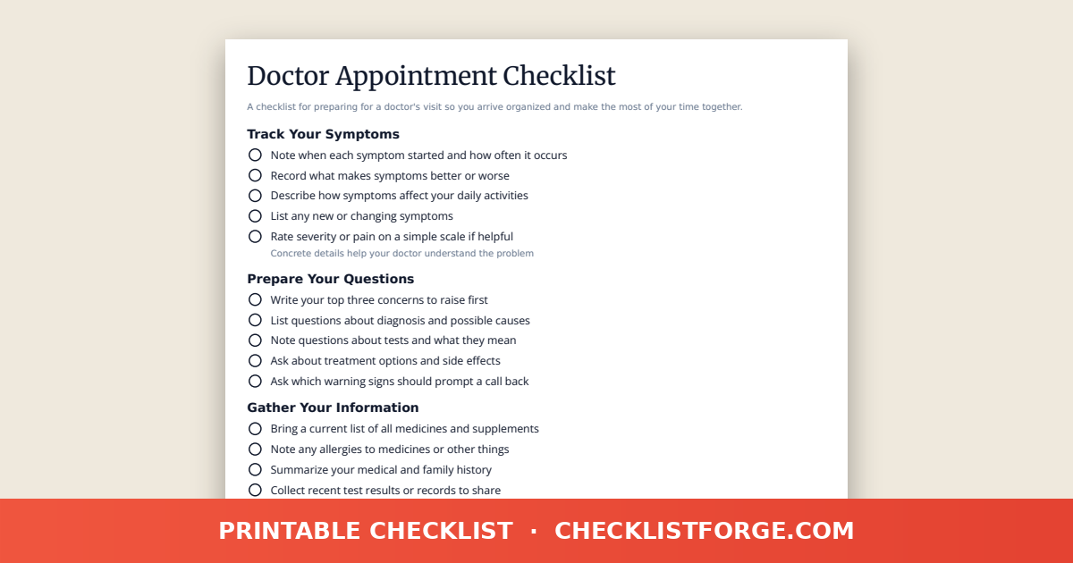 Doctor Appointment Checklist