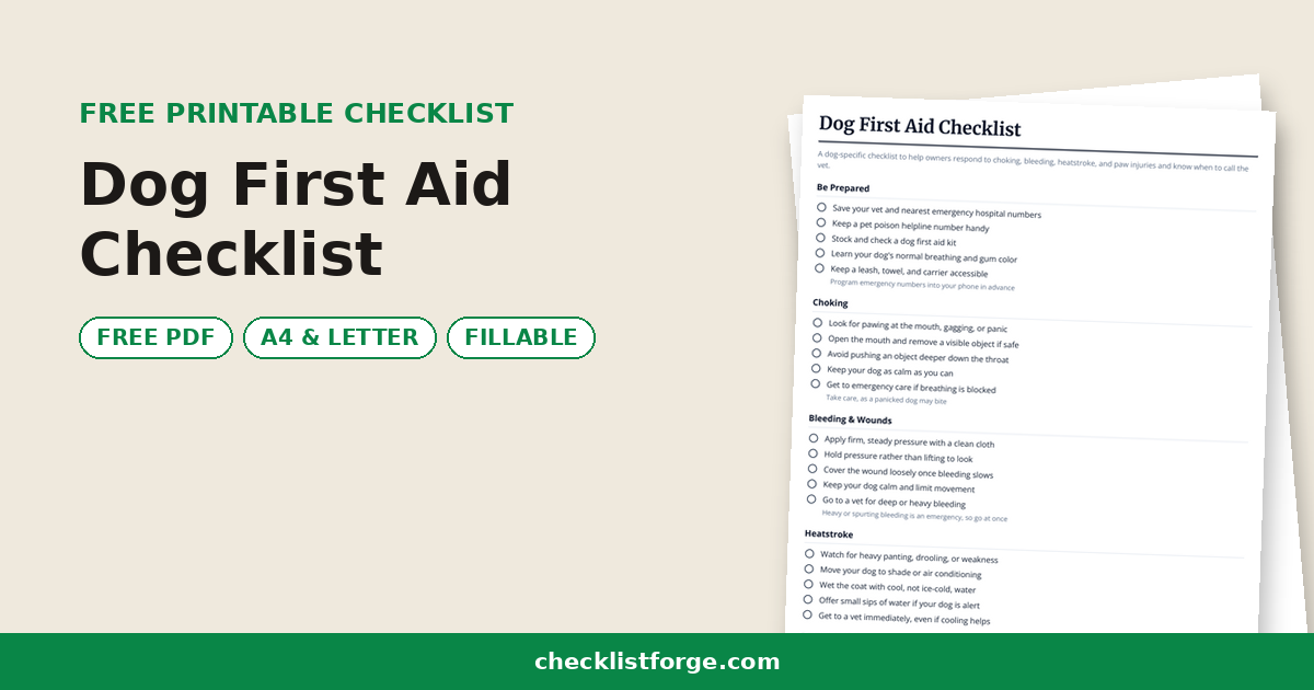 Dog First Aid Checklist