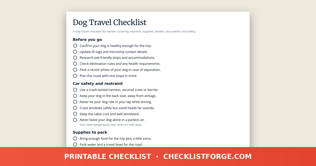 Dog Travel Checklist