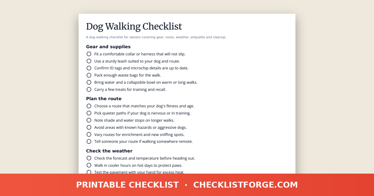 Dog Walking Checklist