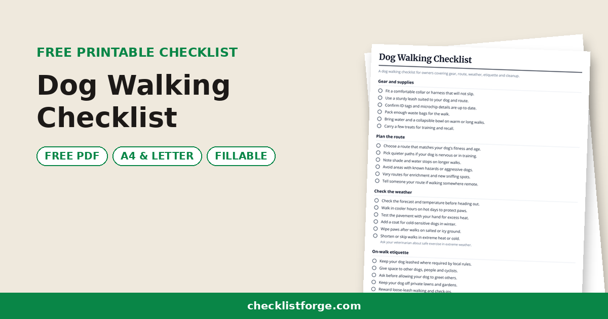 Dog Walking Checklist