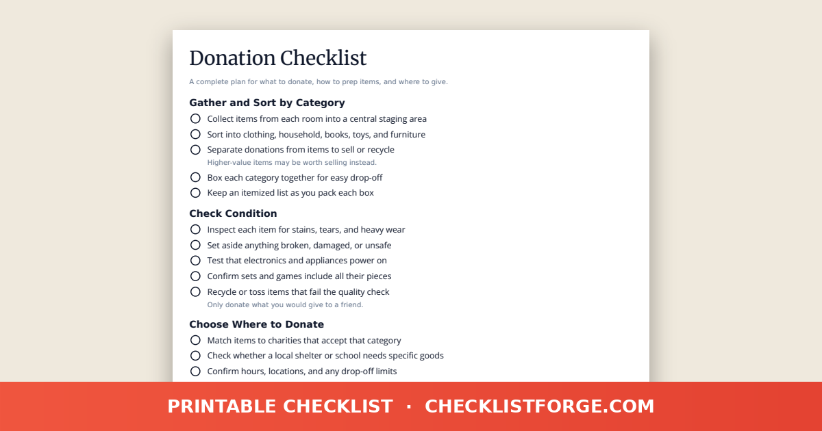 Donation Checklist