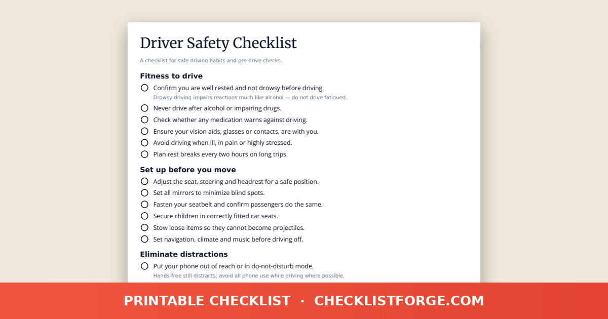 Driver Safety Checklist
