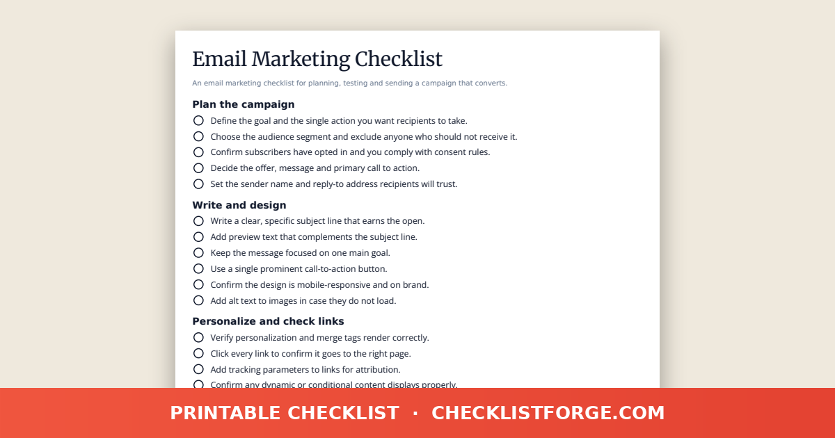 Email Marketing Checklist