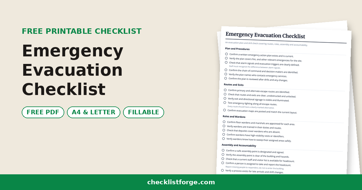 Emergency Evacuation Checklist