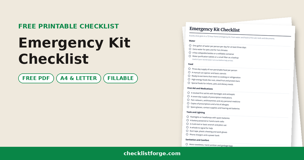 Emergency Kit Checklist