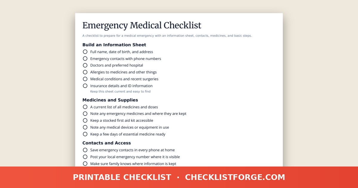 Emergency Medical Checklist
