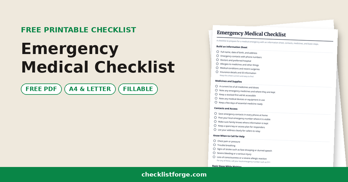 Emergency Medical Checklist