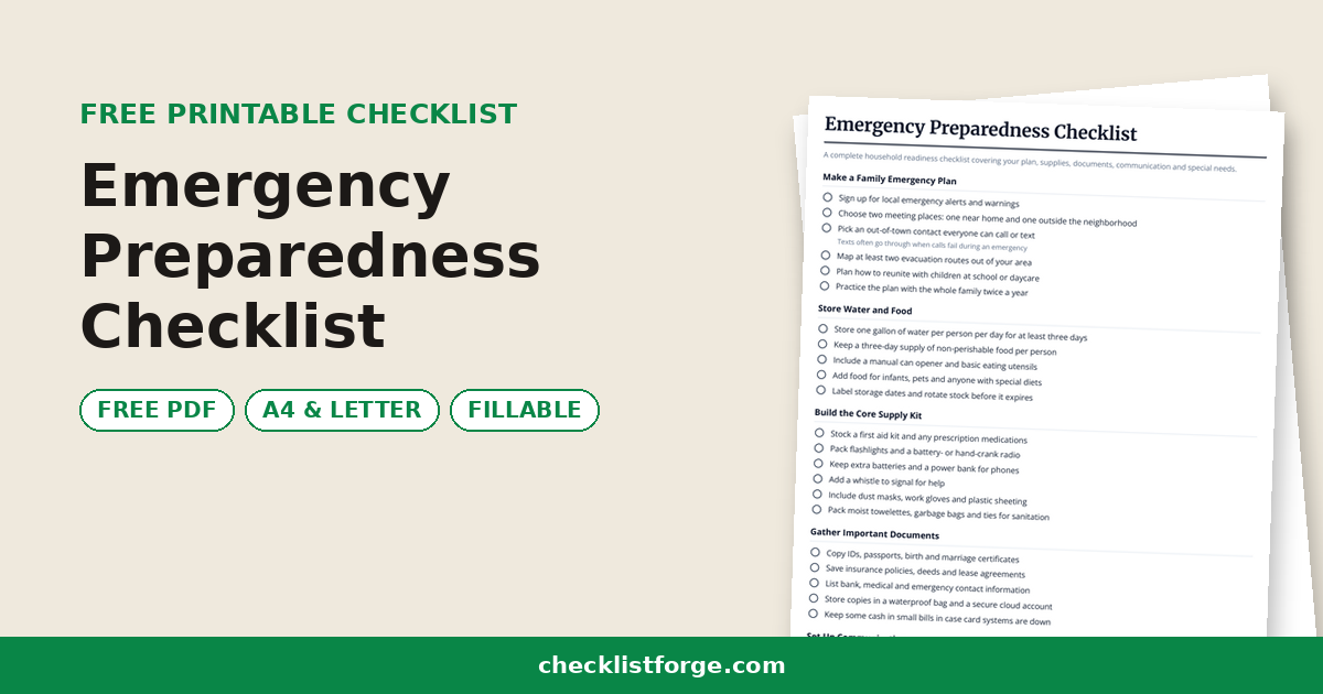 Emergency Preparedness Checklist