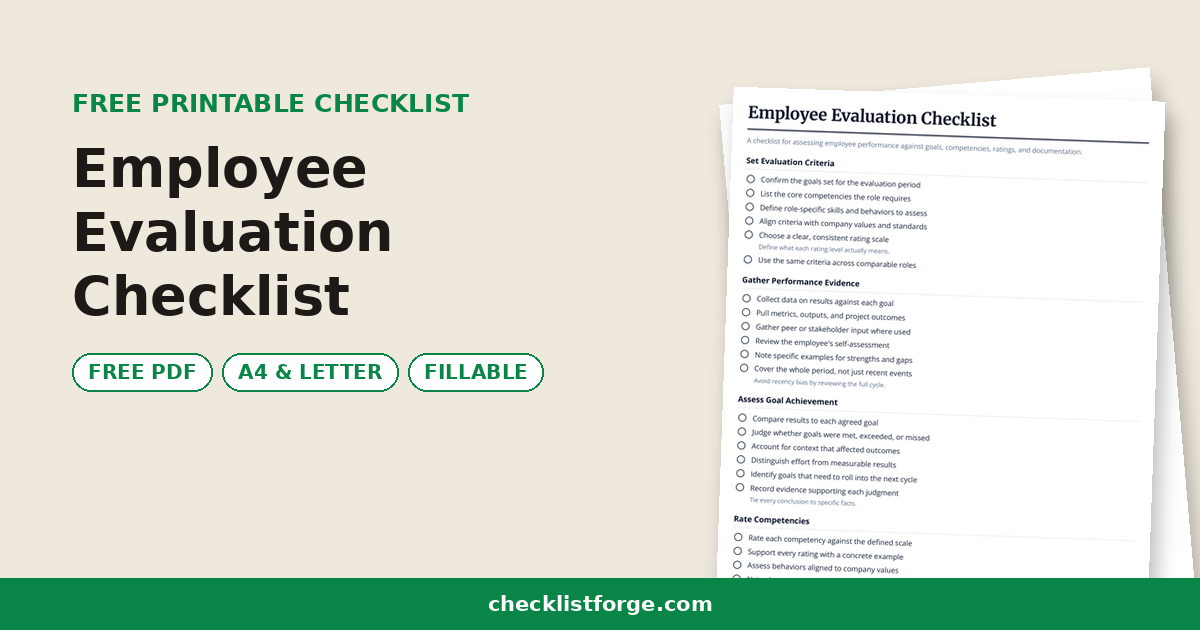 Employee Evaluation Checklist