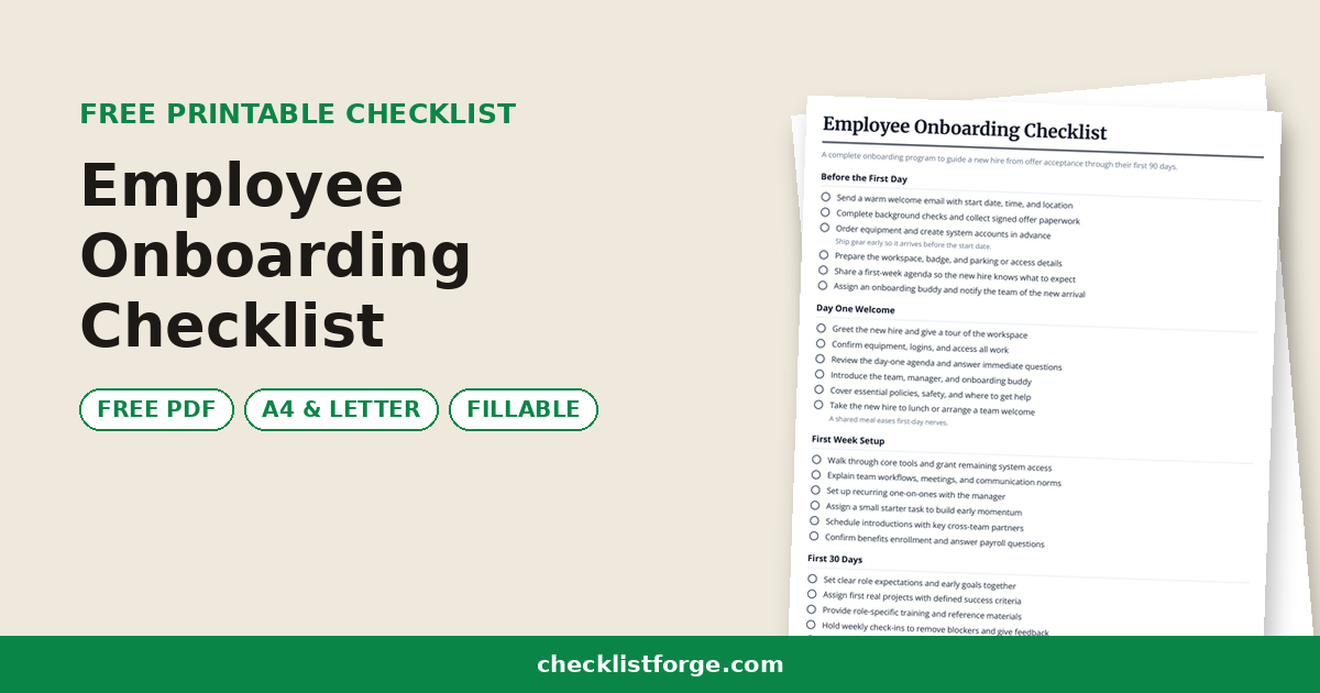 Employee Onboarding Checklist