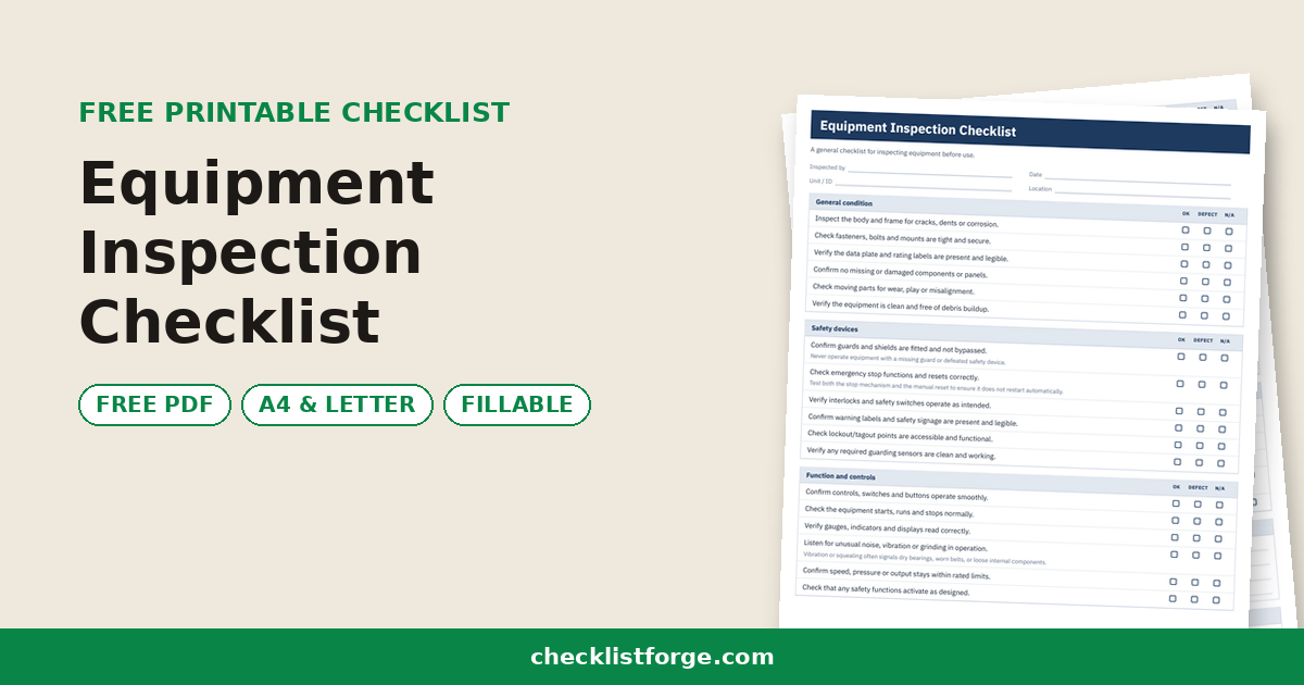 Equipment Inspection Checklist