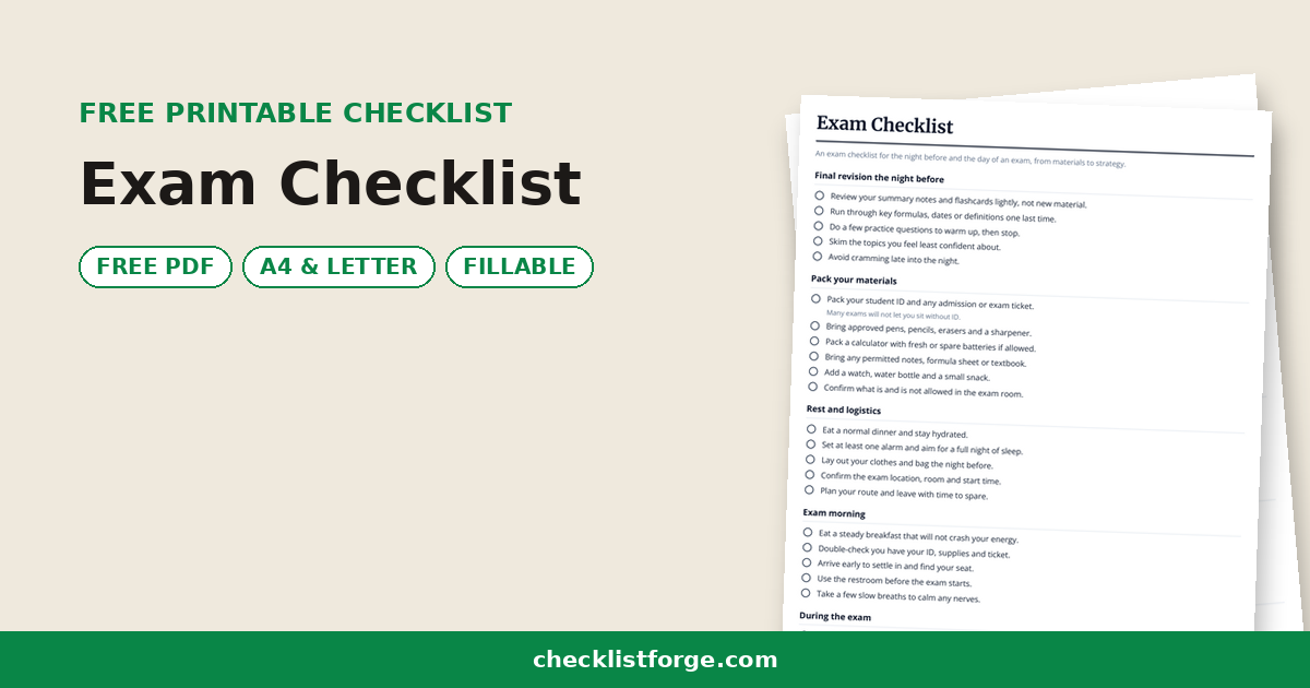 Exam Checklist