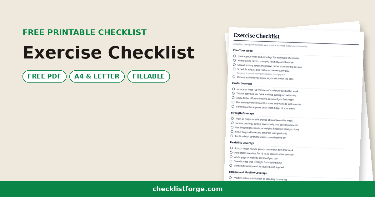 Exercise Checklist