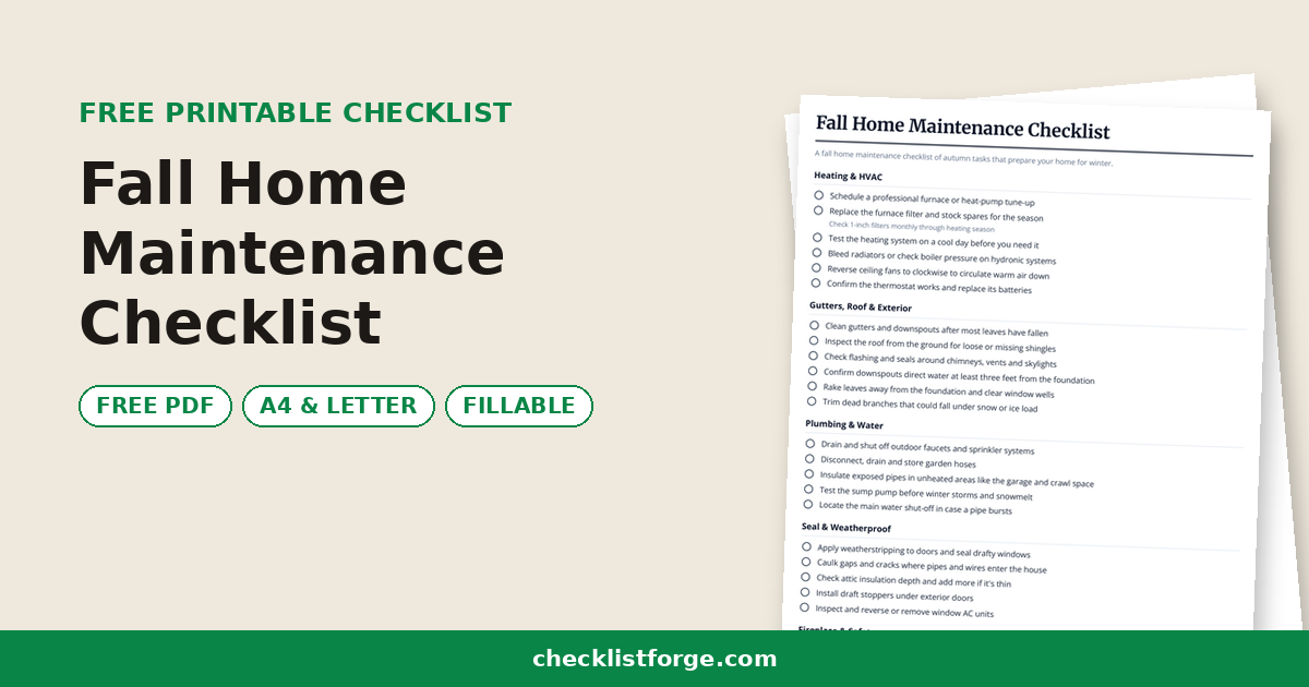 Fall Home Maintenance Checklist