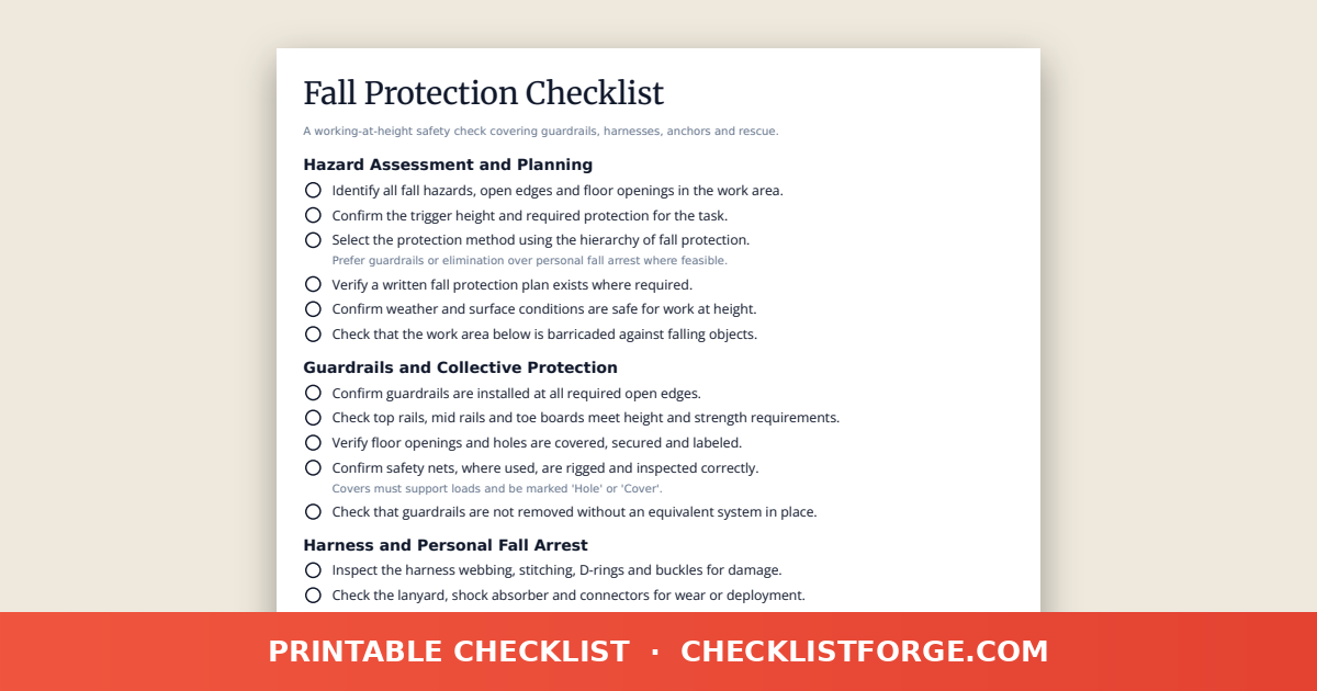 Fall Protection Checklist