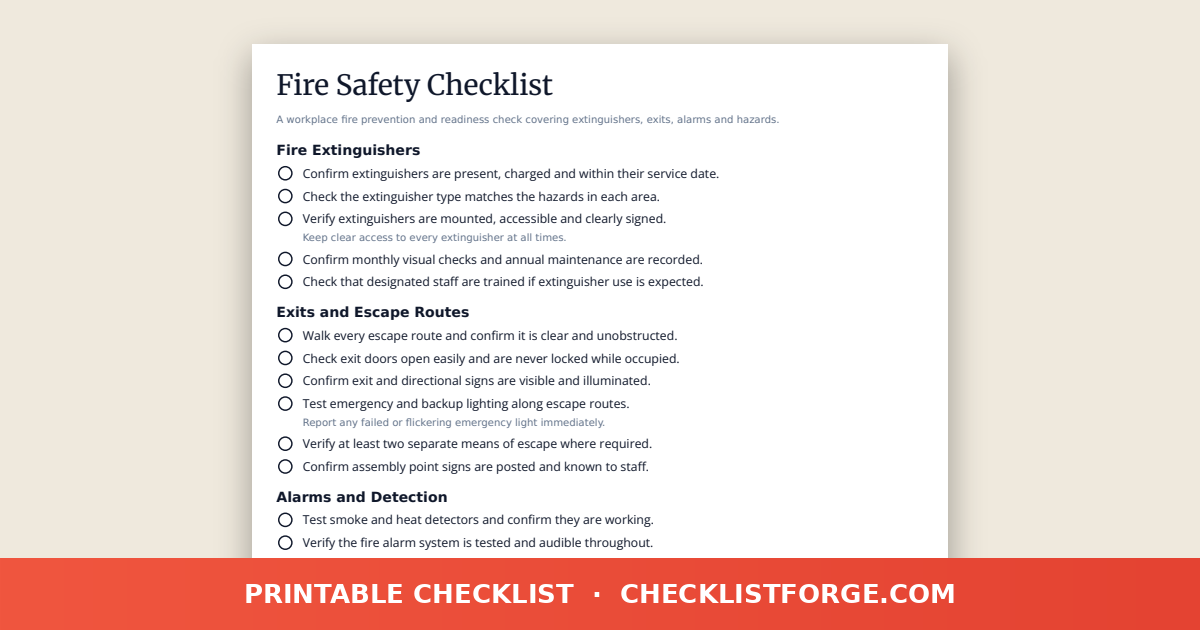Fire Safety Checklist