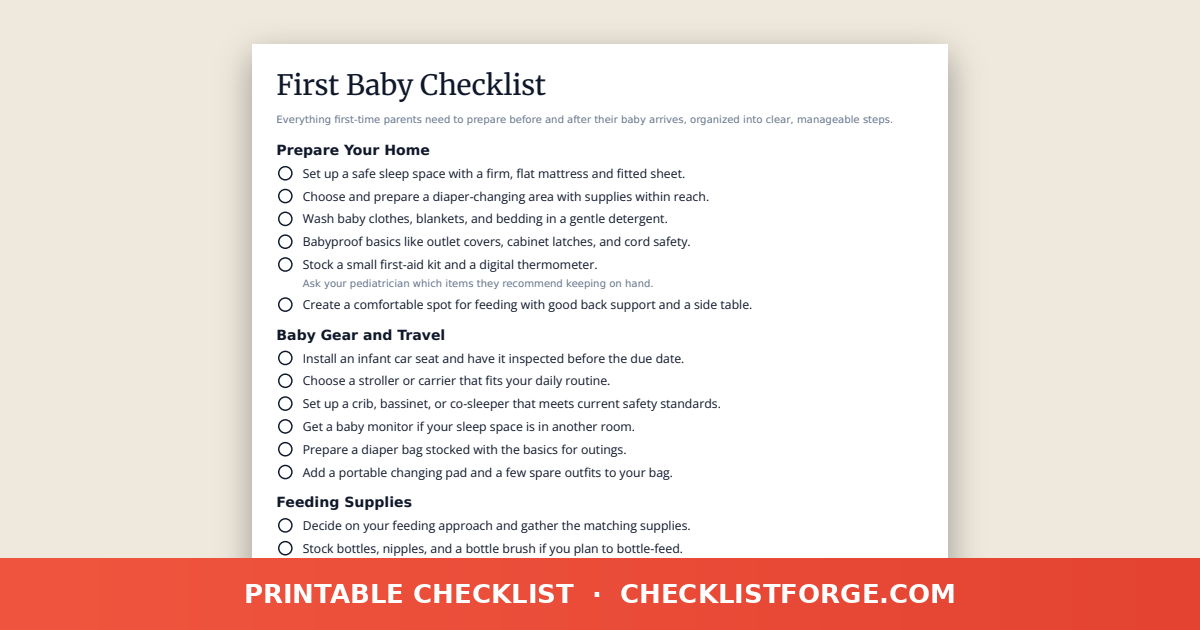 First Baby Checklist