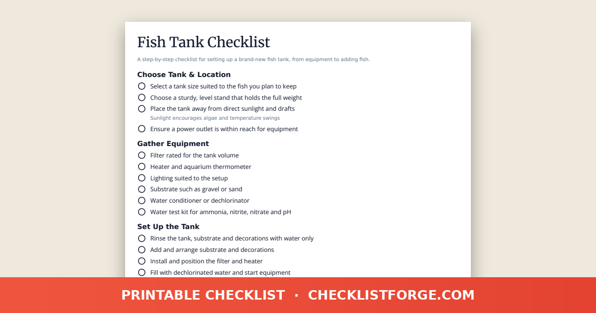 Fish Tank Checklist