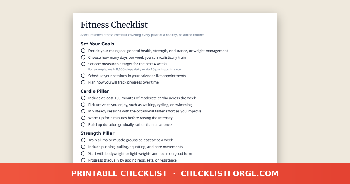 Fitness Checklist