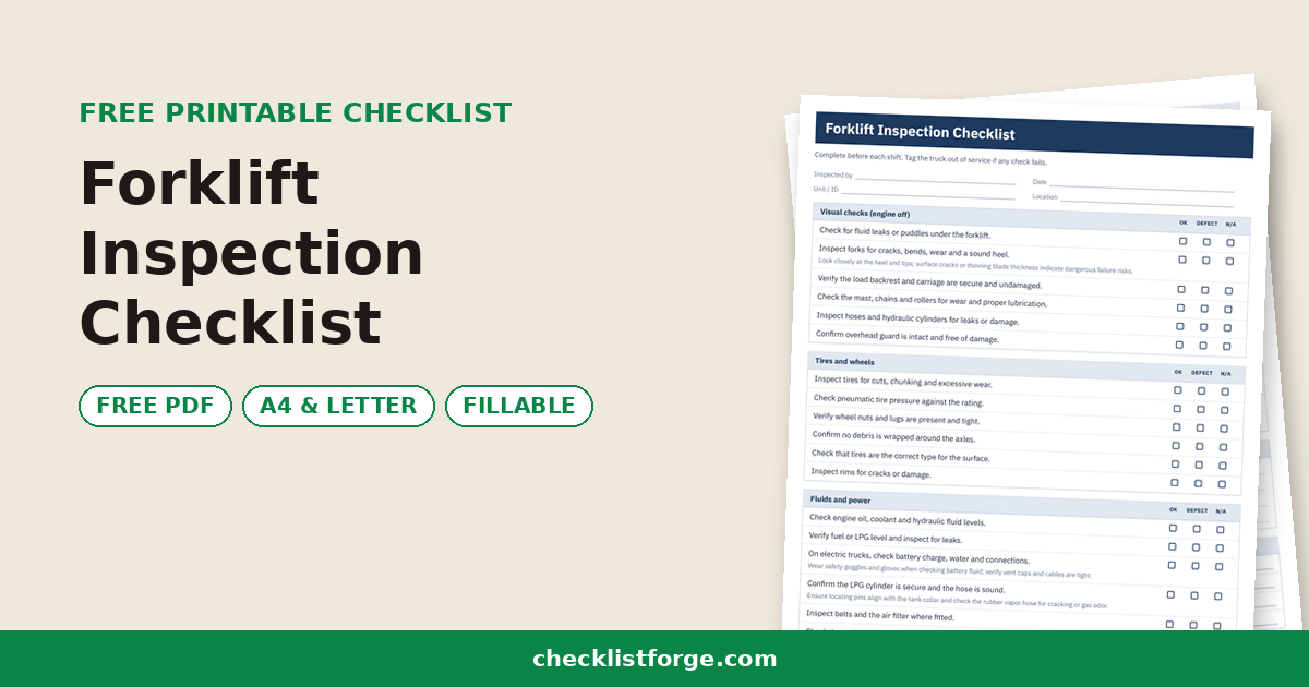 Forklift Inspection Checklist