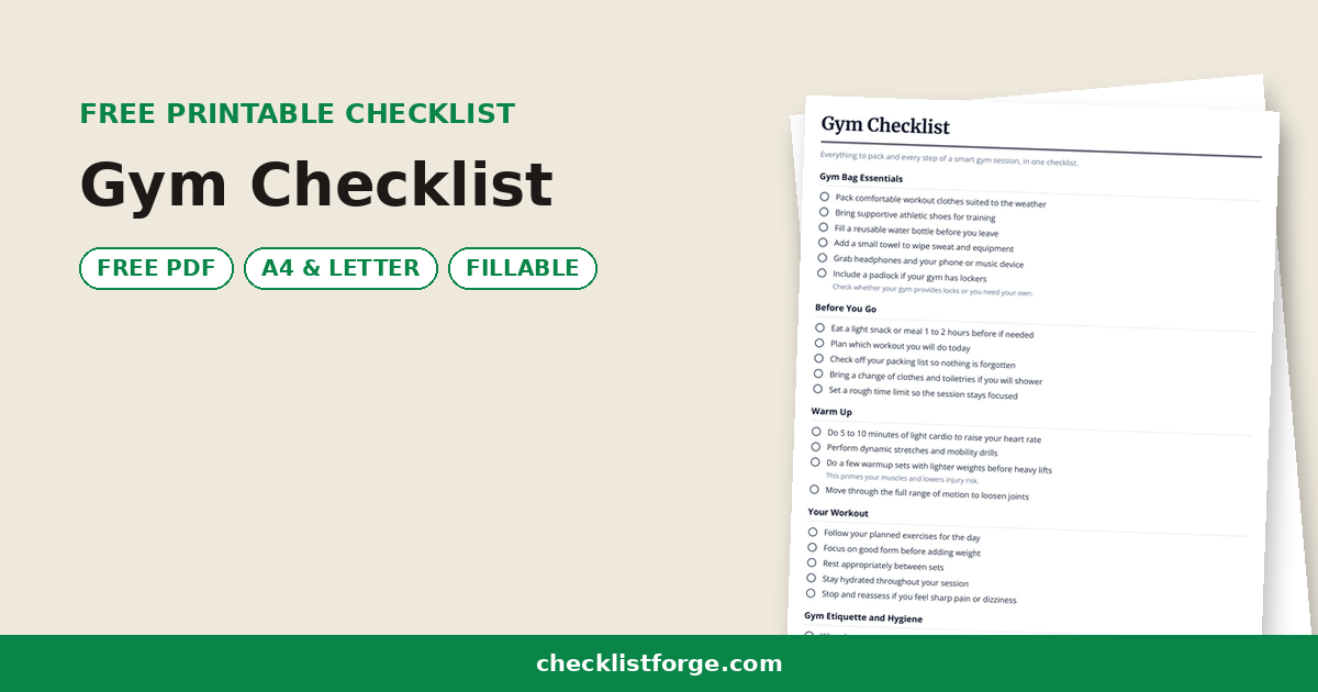 Gym Checklist