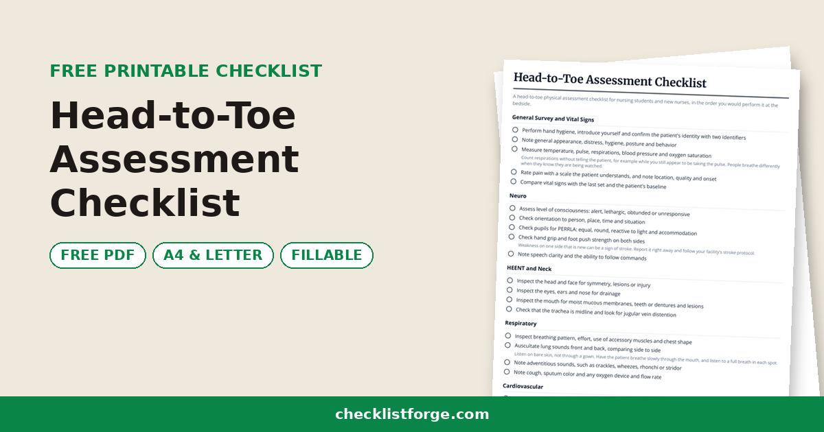 Head-to-Toe Assessment Checklist
