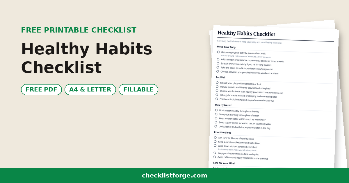 Healthy Habits Checklist