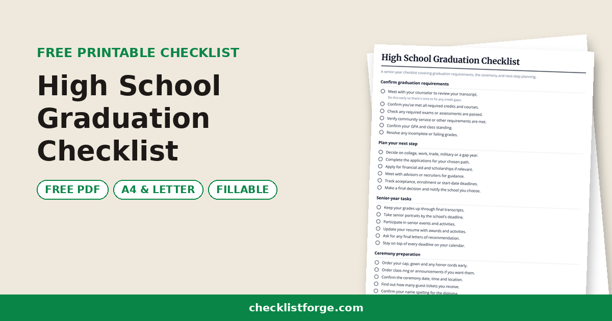 High School Graduation Checklist