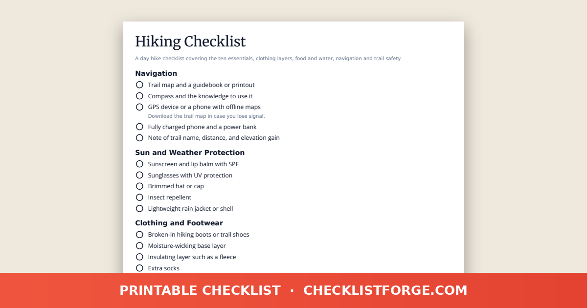 Hiking Checklist