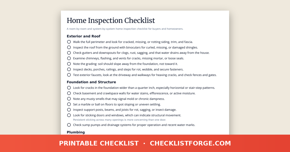 Home Inspection Checklist