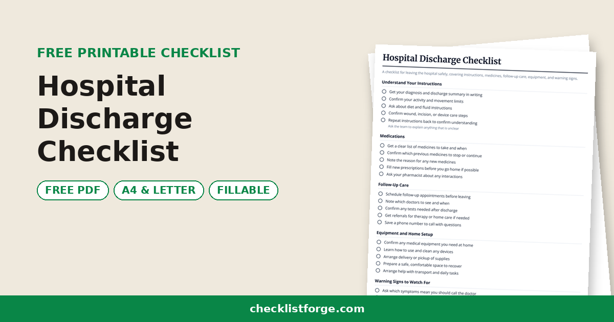 Hospital Discharge Checklist