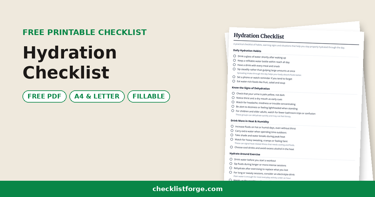 Hydration Checklist