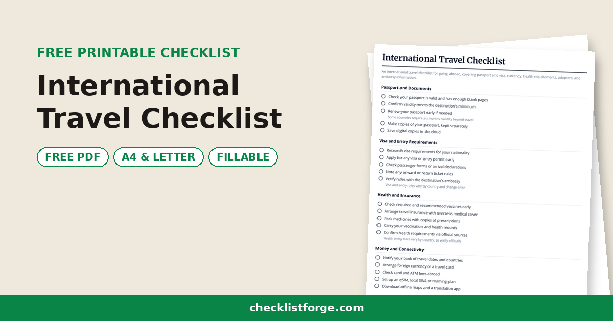 International Travel Checklist
