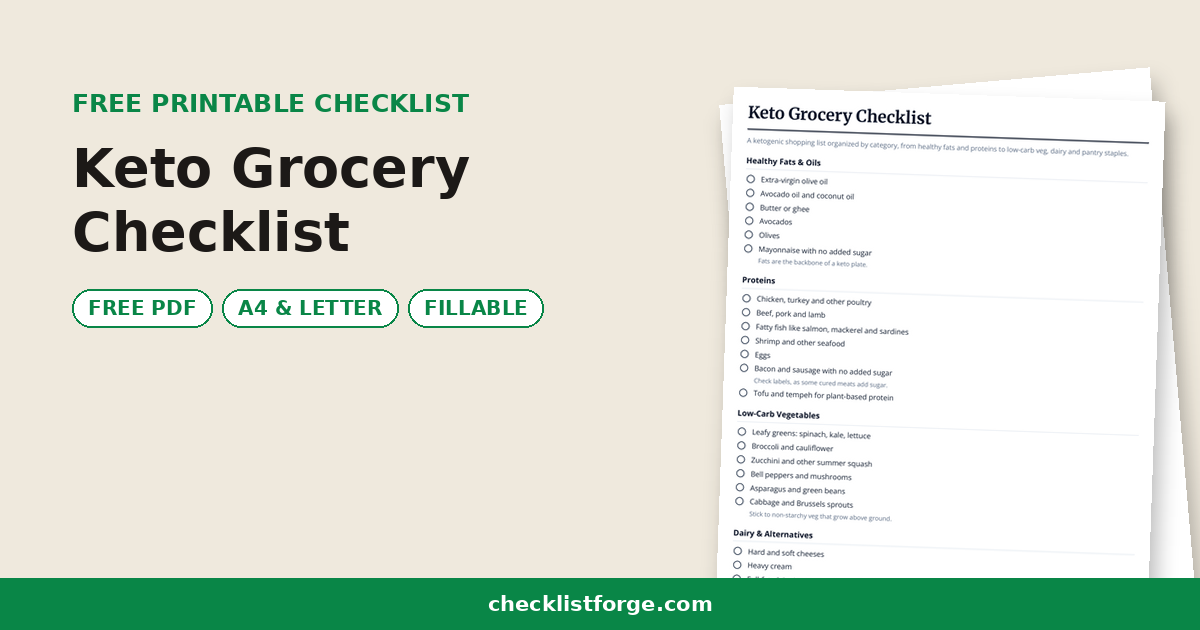 Keto Grocery Checklist