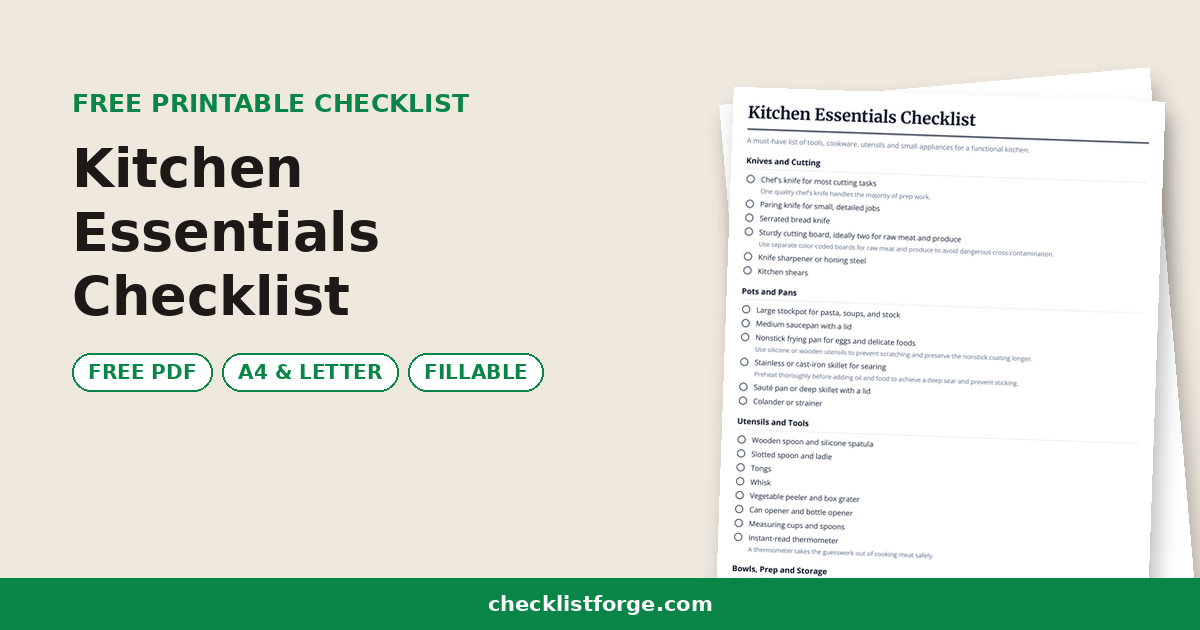 Kitchen Essentials Checklist
