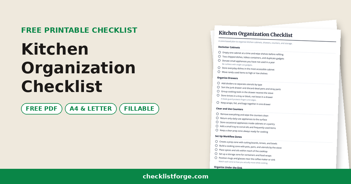 Kitchen Organization Checklist