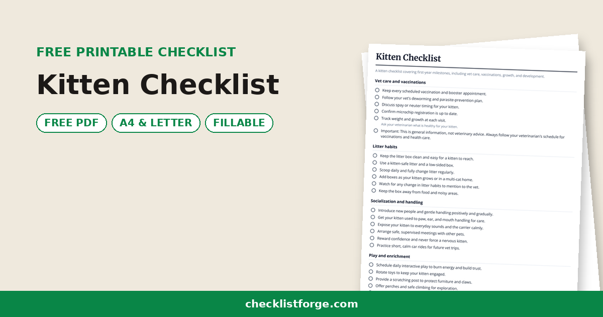 Kitten Checklist