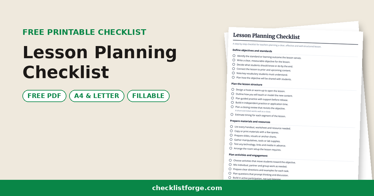 Lesson Planning Checklist