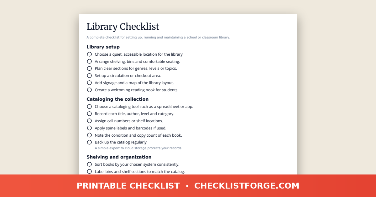 Library Checklist