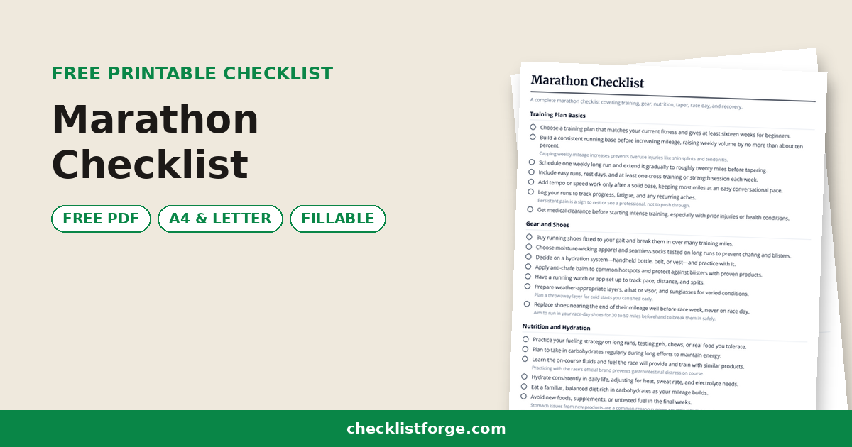 Marathon Checklist