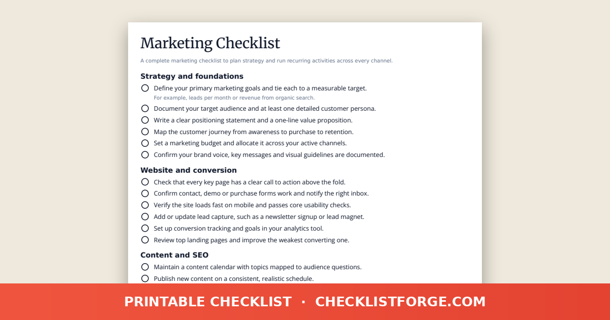 Marketing Checklist