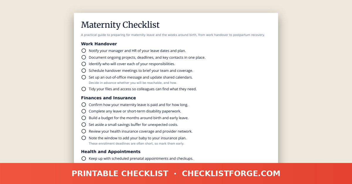 Maternity Checklist