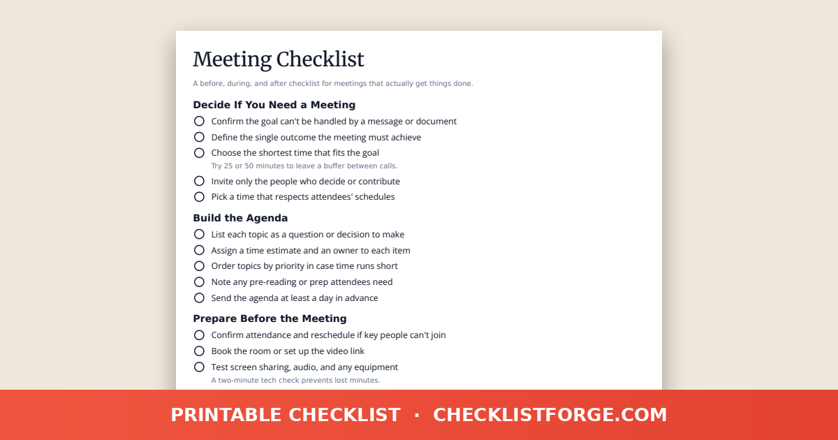 Meeting Checklist