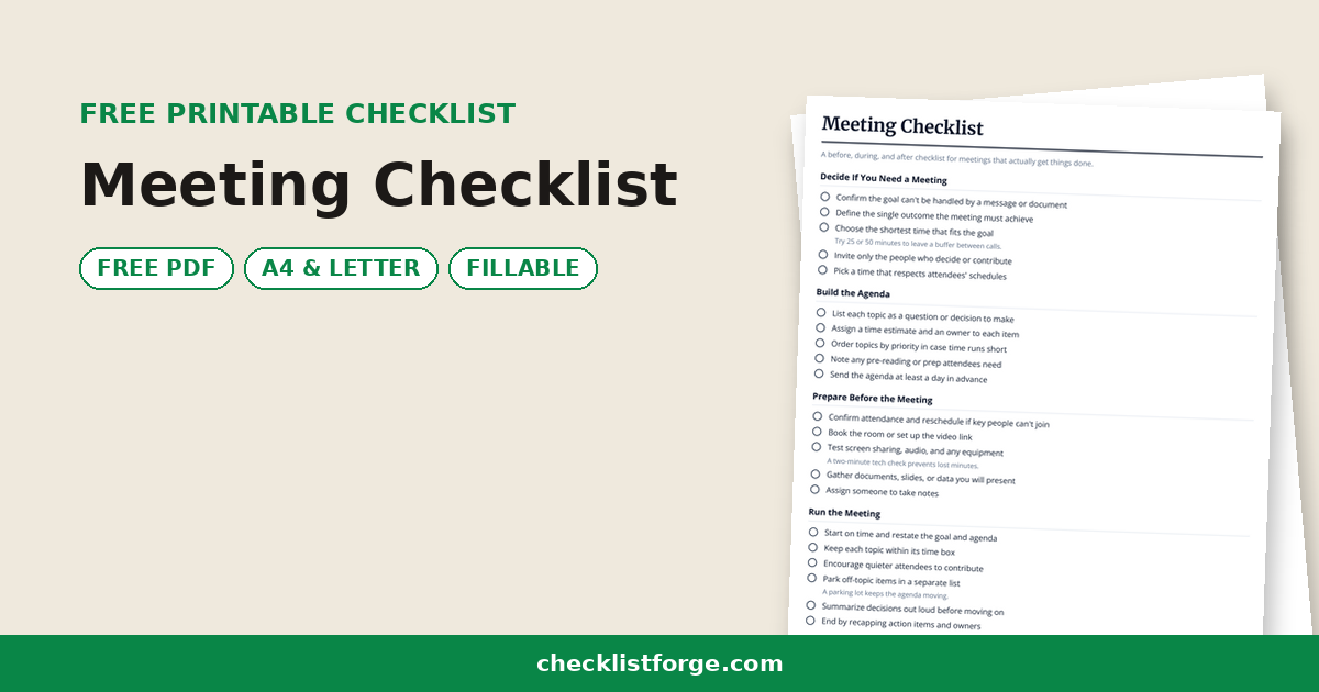 Meeting Checklist