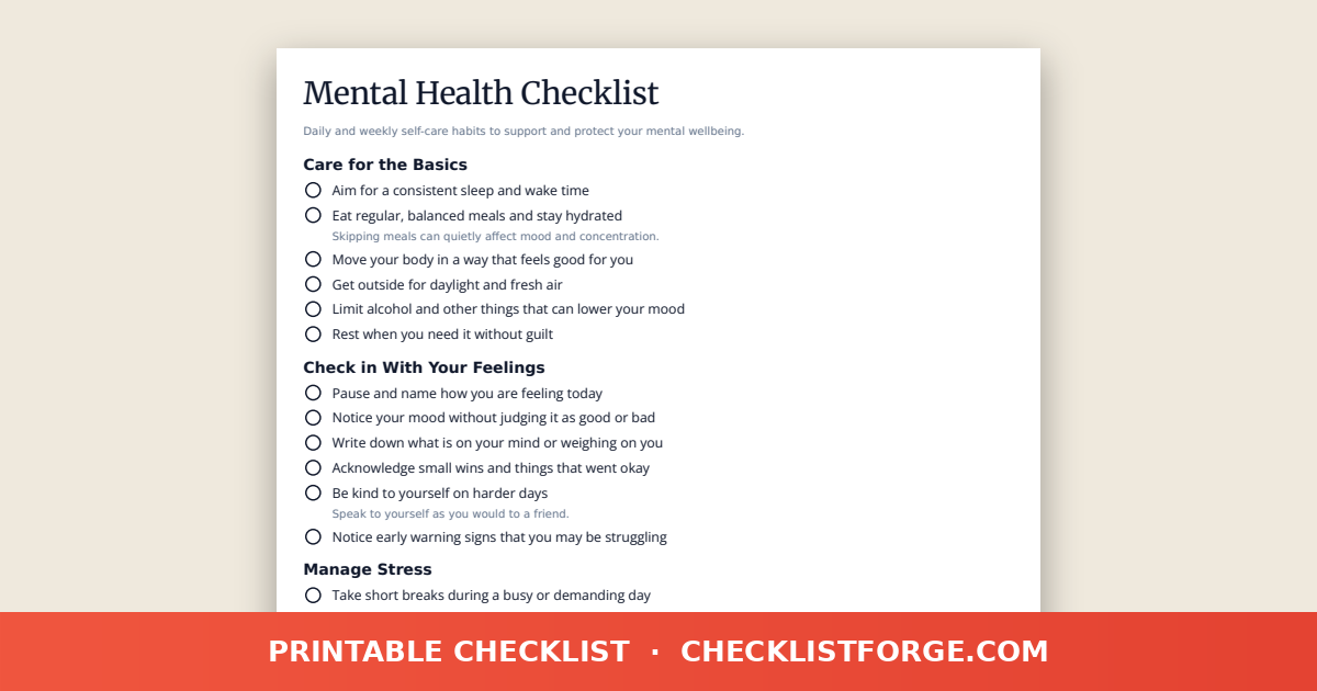 Mental Health Checklist