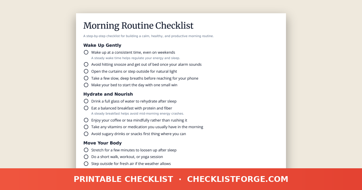 Morning Routine Checklist